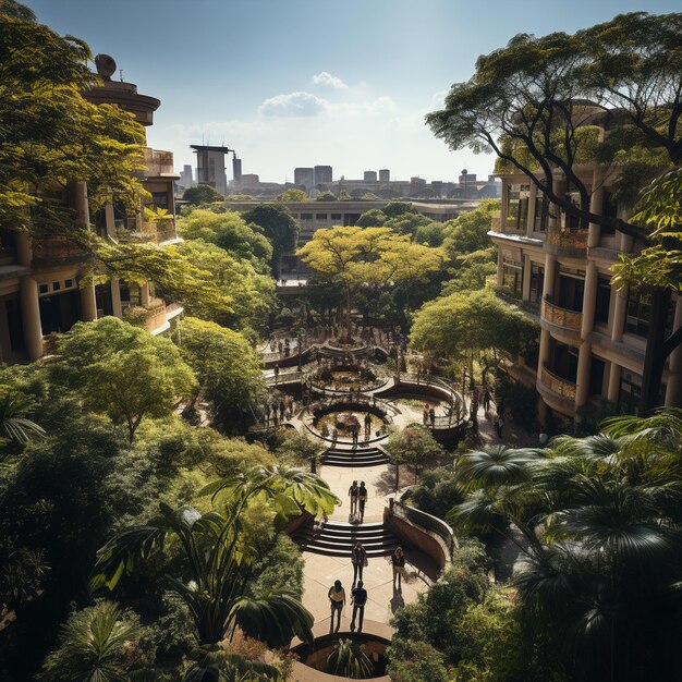 Una vista del jardín desde la parte superior.