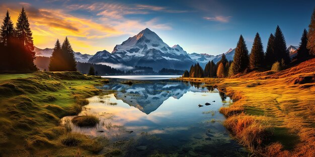 Vista del lago al atardecer