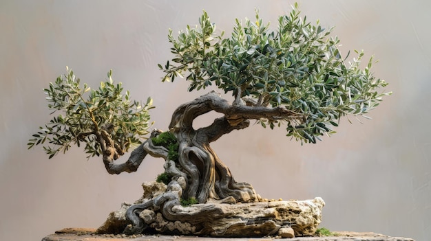 Vista lateral del árbol de olivo