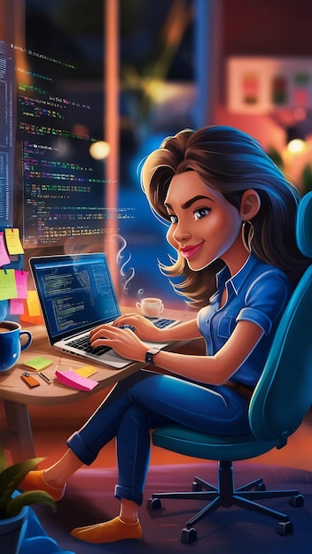 Vista lateral de un atractivo desarrollador hispano de software de programación que utiliza la computadora mientras trabaja desde h