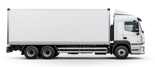Vista lateral del camión de contenedores blanco fondo aislado imagen generada por IA