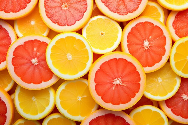 Vista lateral de fatias de laranja e toranja secas em um prato em toalha de mesa a quadros