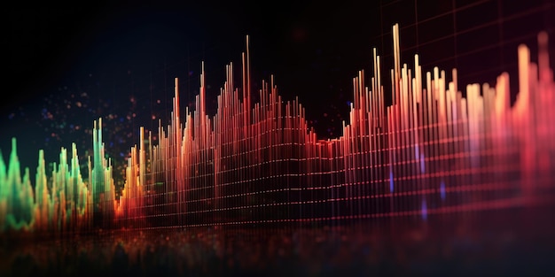 Vista lateral de foco suave gráfico de mercado de ações linhas gráfico financeiro sobre tecnologia abstrato de fundo generativo ai AIG32