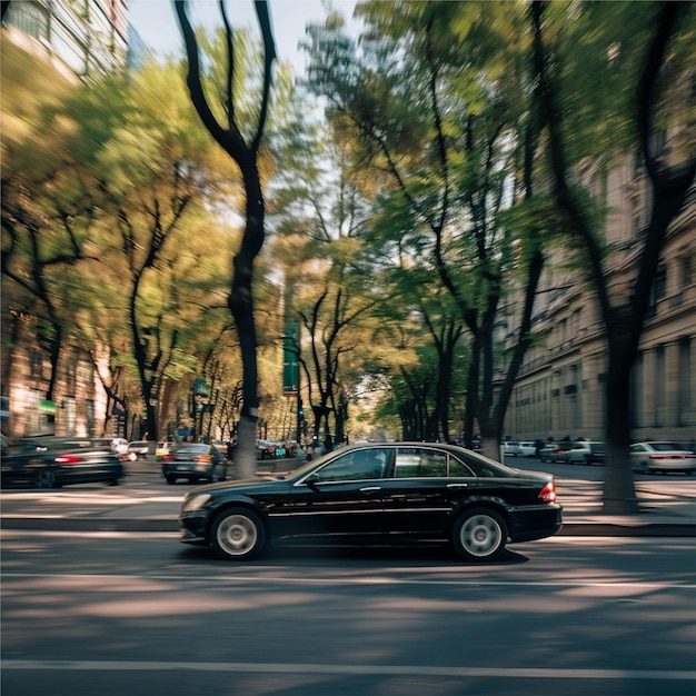 Foto vista lateral de um carro sedan dirigindo na cidade do méxico