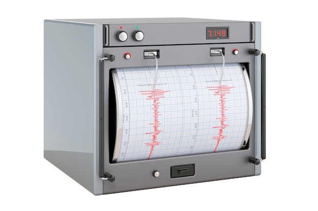 Vista lateral do sismógrafo renderização em 3D