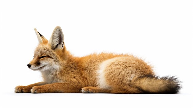 Foto una vista lateral de elevación de descanso de un animal aislado en blanco