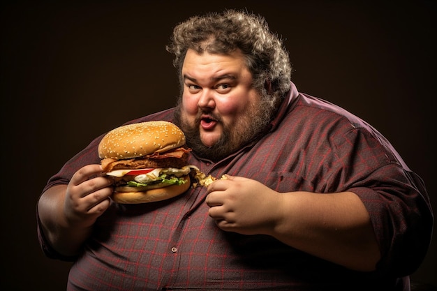 Vista lateral de un hombre comiendo una hamburguesa al aire libre