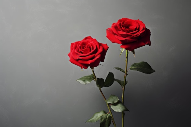 Vista lateral de rosas de color rojo aislado sobre fondo negro