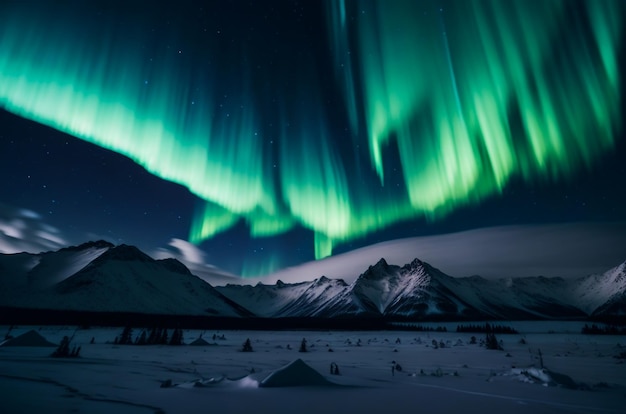 Vista de las luces del norte por la noche en Alaska