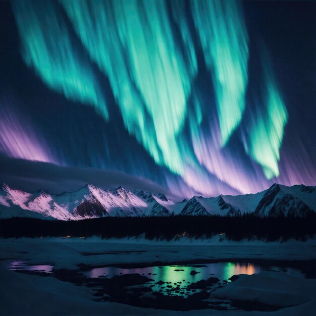 Vista de las luces del norte por la noche