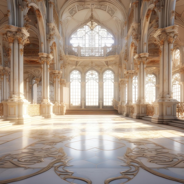 Foto vista de la lujosa sala del palacio real