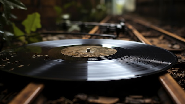 Vista macro de faixas de LP de vinil