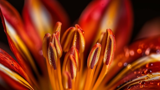 Una vista macro de dos pétalos de una flor exótica generada por IA