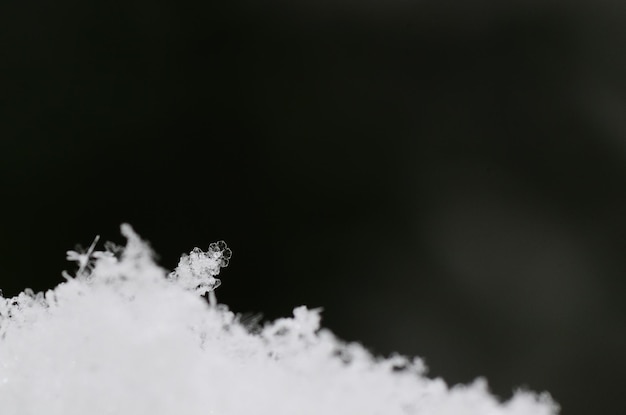 Vista macro de nieve