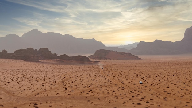 Vista majestosa do deserto de Wadi Rum, Jordânia O Vale da Lua