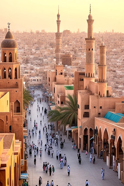 Una vista majestuosa del horizonte de Medina Arabia Saudita Aigenerated