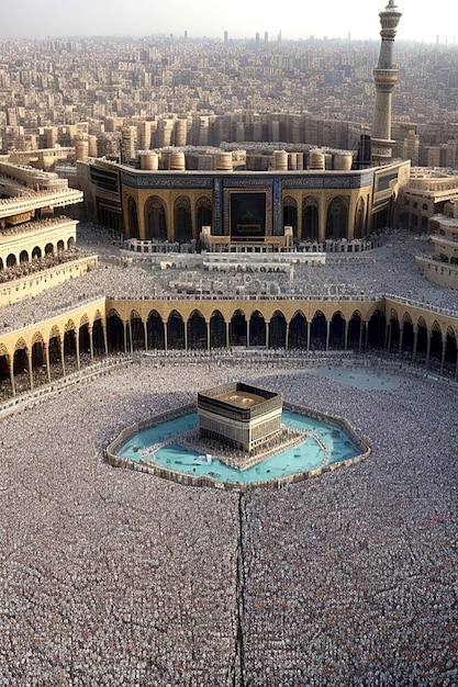 Una vista majestuosa de la Kaaba, el lugar más sagrado de La Meca AIgenerated