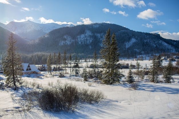 Vista de la mañana en el invierno de Zakopane