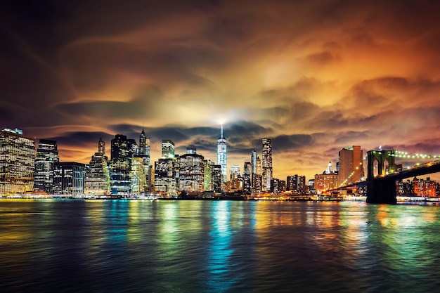 Vista de Manhattan al atardecer, Nueva York.