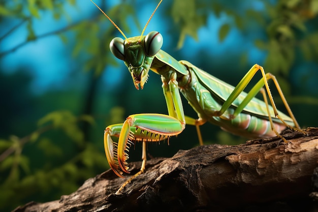 Vista de la mantis religiosa en la naturaleza