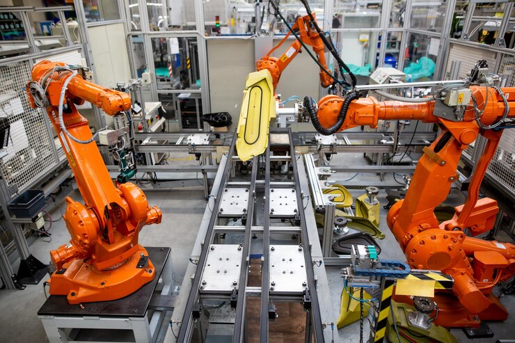 Foto vista de la máquina en la fábrica