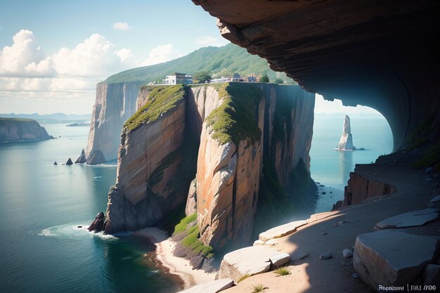 Una vista del mar desde los acantilados de la isla de wight.