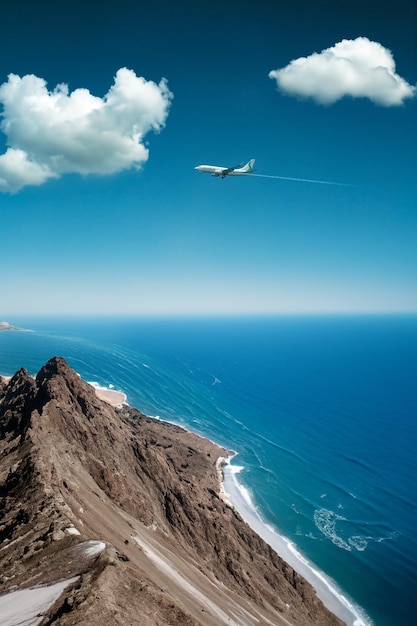 Una vista maravillosa del mar Mediterráneo desde la cima de la montaña