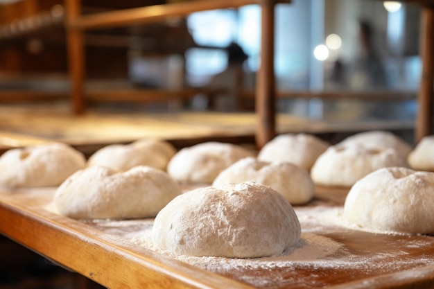 Vista de la masa de pan crudo en la pastelería