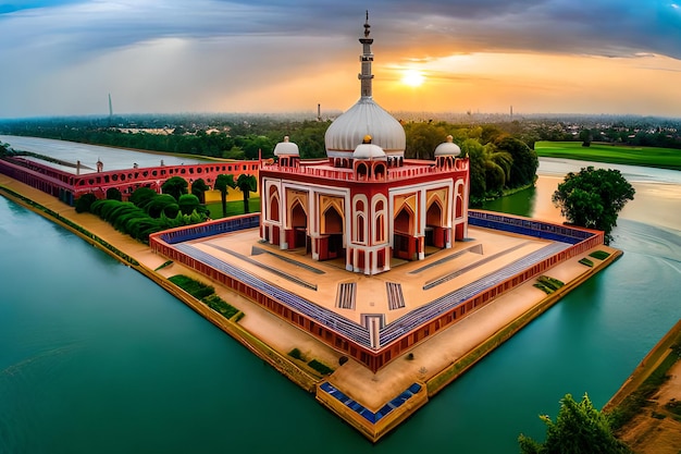 Una vista de una mezquita en la India