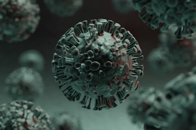 Vista microscópica de las células del virus