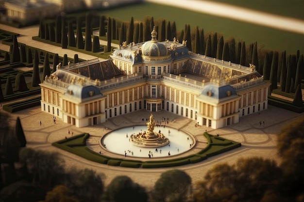 Vista en miniatura del Palacio de Versalles en Francia