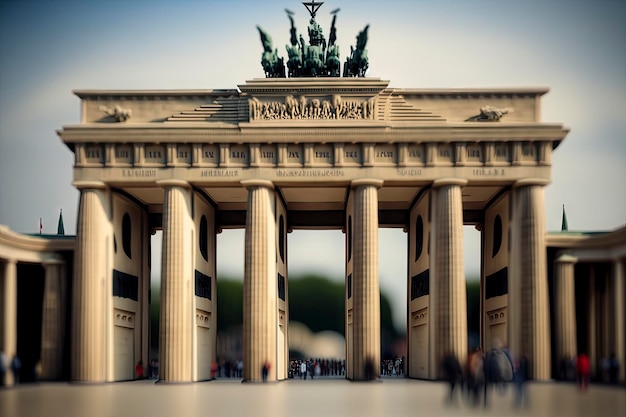 Vista en miniatura de la puerta de Brandenburgo en Alemania