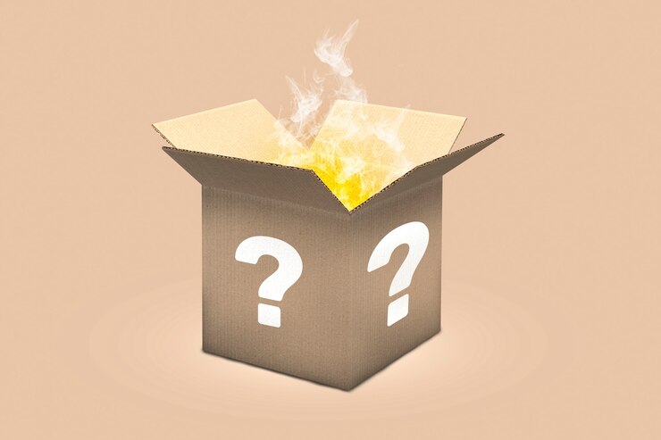 Foto vista de la misteriosa caja de cartón