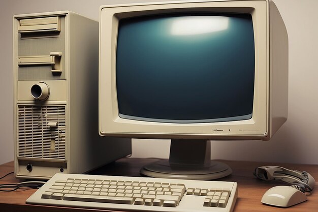 Foto vista de un monitor de computadora retro