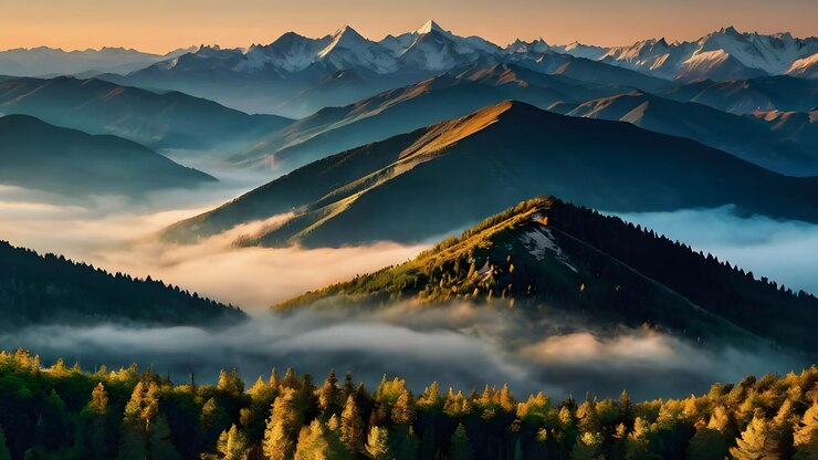 una vista de las montañas desde la cima de una montaña