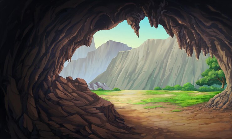 Foto vista na foz da caverna pela manhã