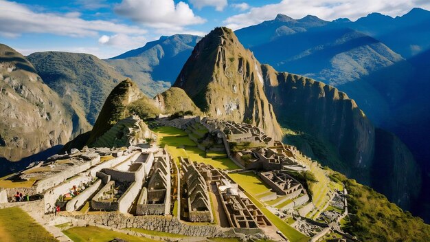 Foto vista no local histórico de machu picchu