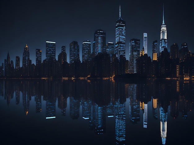 Vista nocturna de la ciudad de la foto del horizonte de Chicago generada ai