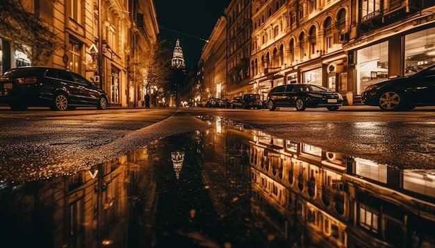 vista nocturna de la ciudad vieja IA generativa