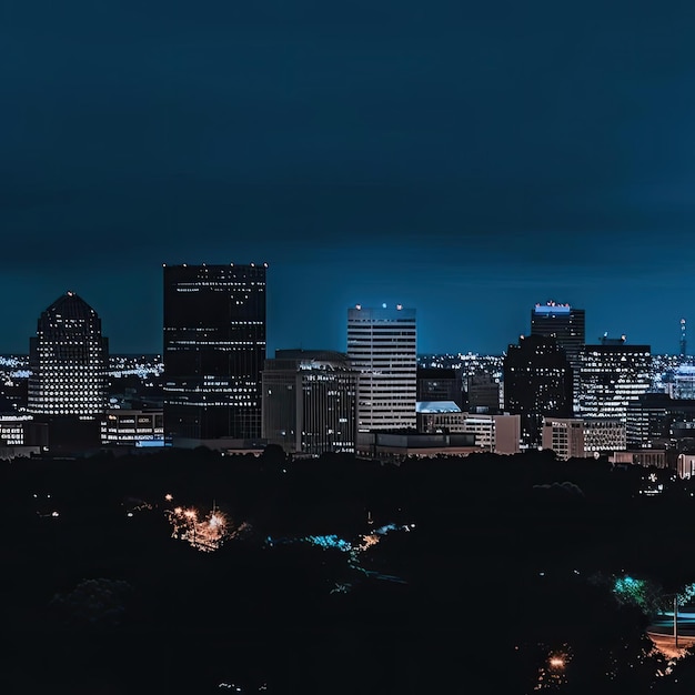 Foto vista nocturna de una gran ciudad