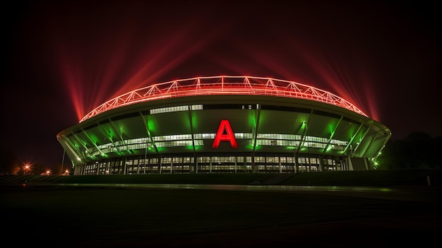 Foto vista nocturna iluminada del estadio del ajax una maravilla de arquitectura moderna y significados históricos del fútbol