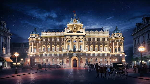 Foto vista nocturna del palacio de hofburg en viena