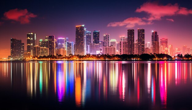 vista nocturna de la playa de miami