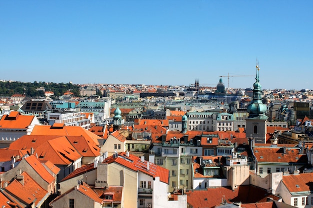 Vista nos telhados de Praga na República Checa