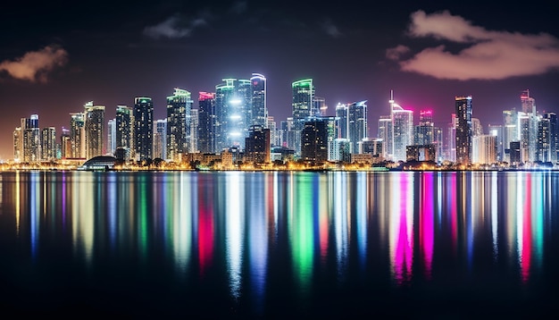 Vista noturna da praia de Miami