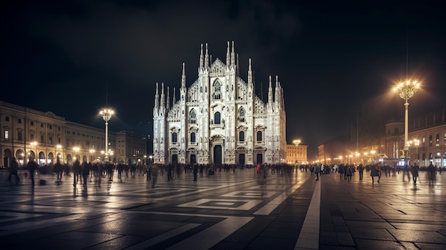 Vista noturna do Duomo di Milano