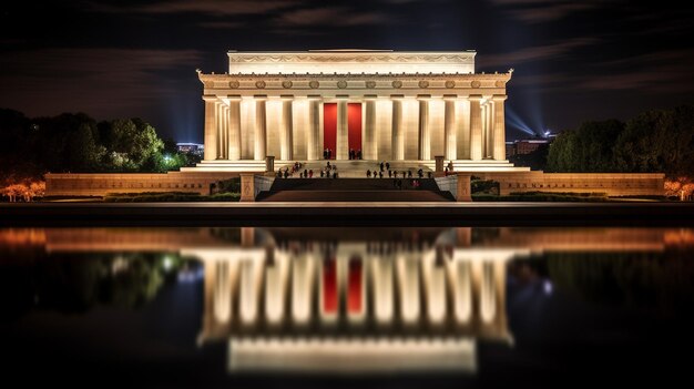 Foto vista noturna do lincoln memorial