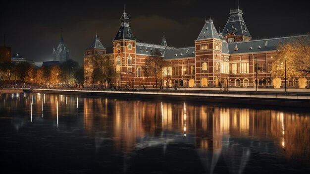 Foto vista noturna do rijksmuseum