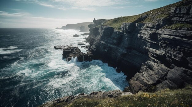 Una vista del océano desde los acantilados de Moher.