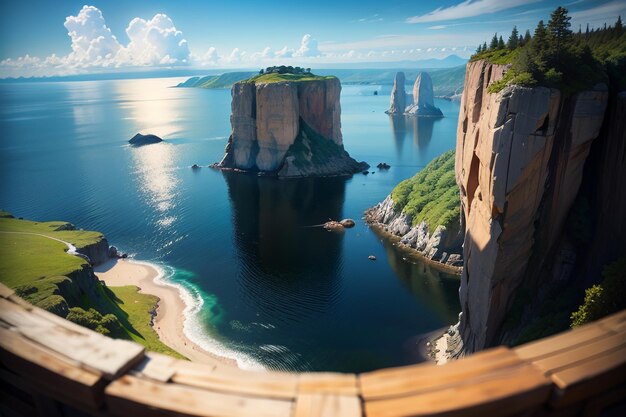 Una vista del océano desde la ventana de un faro.